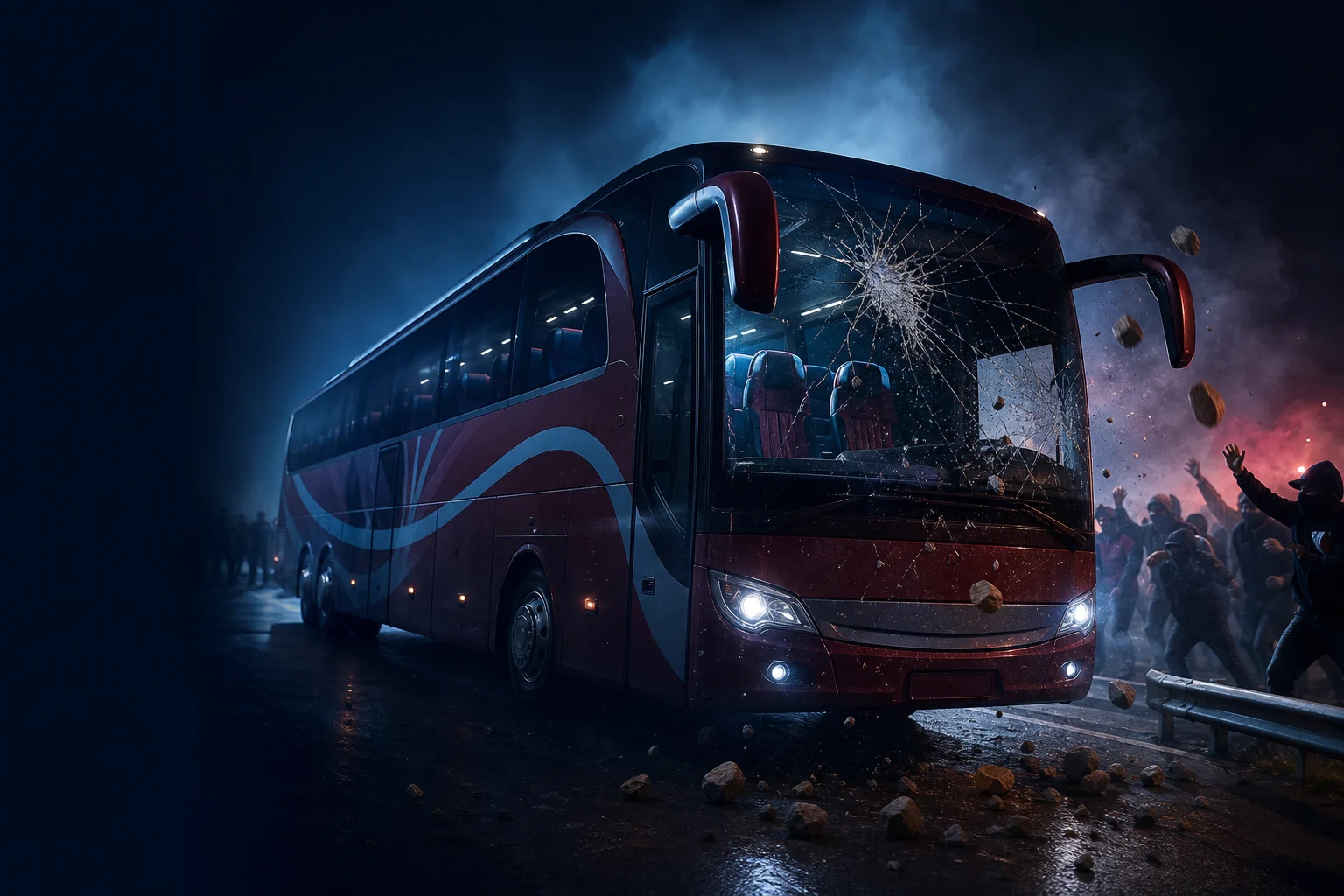 Trabzonspor taraftar otobüsüne Diyarbakır’da taşlı saldırı